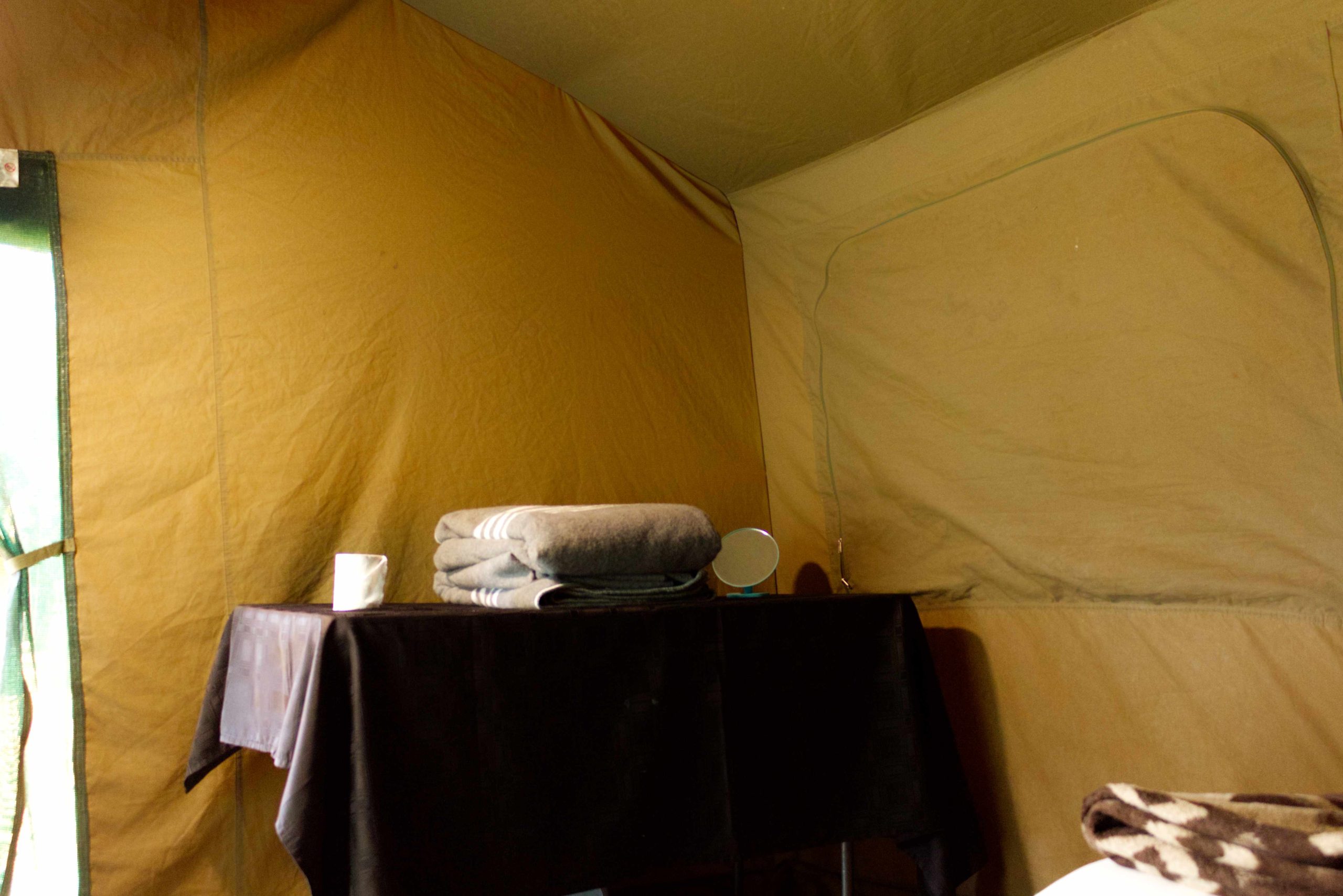 blanket in tent
